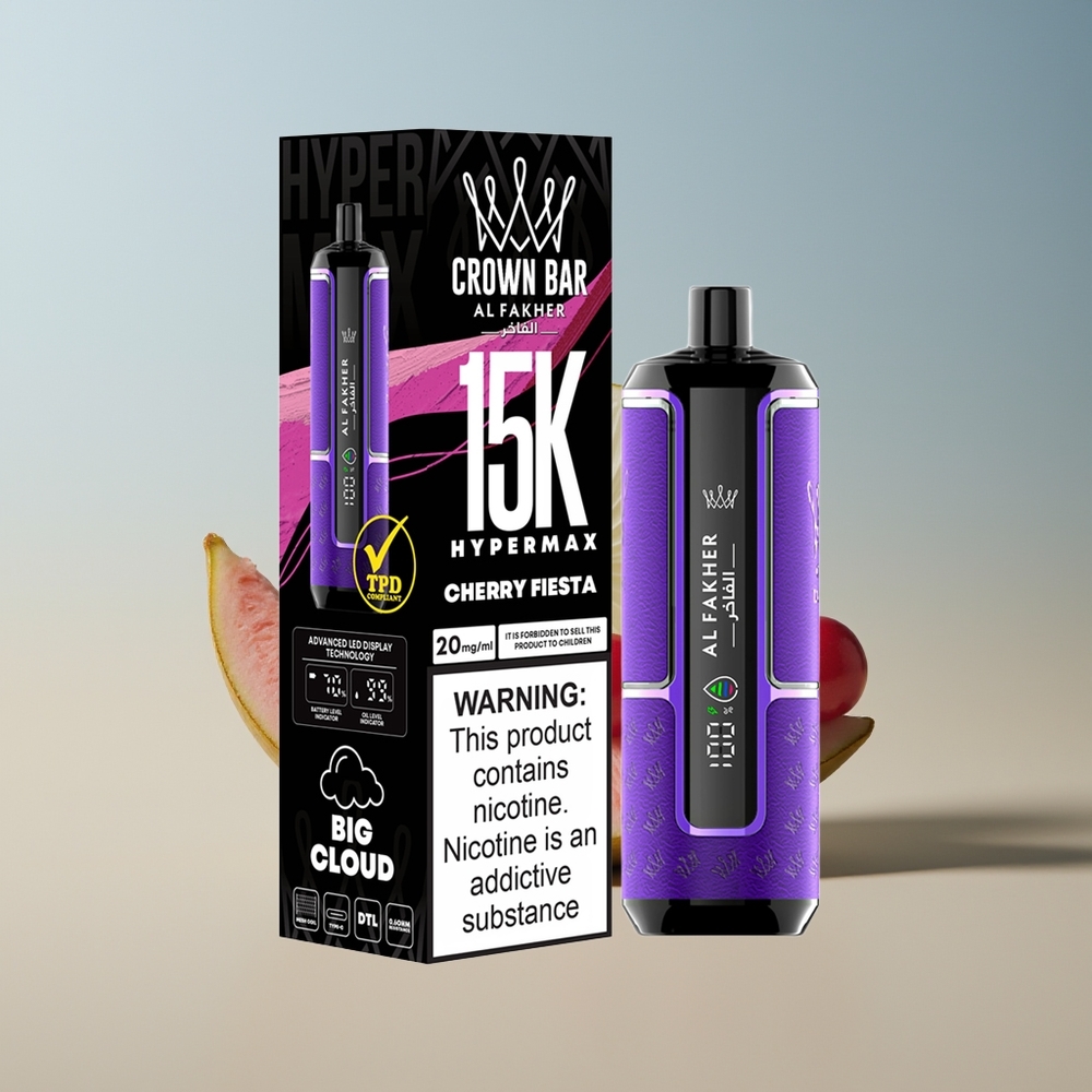 Al Fakher Crown Bar 15K Hypermax Fiesta de Cereza Ligero Portátil
