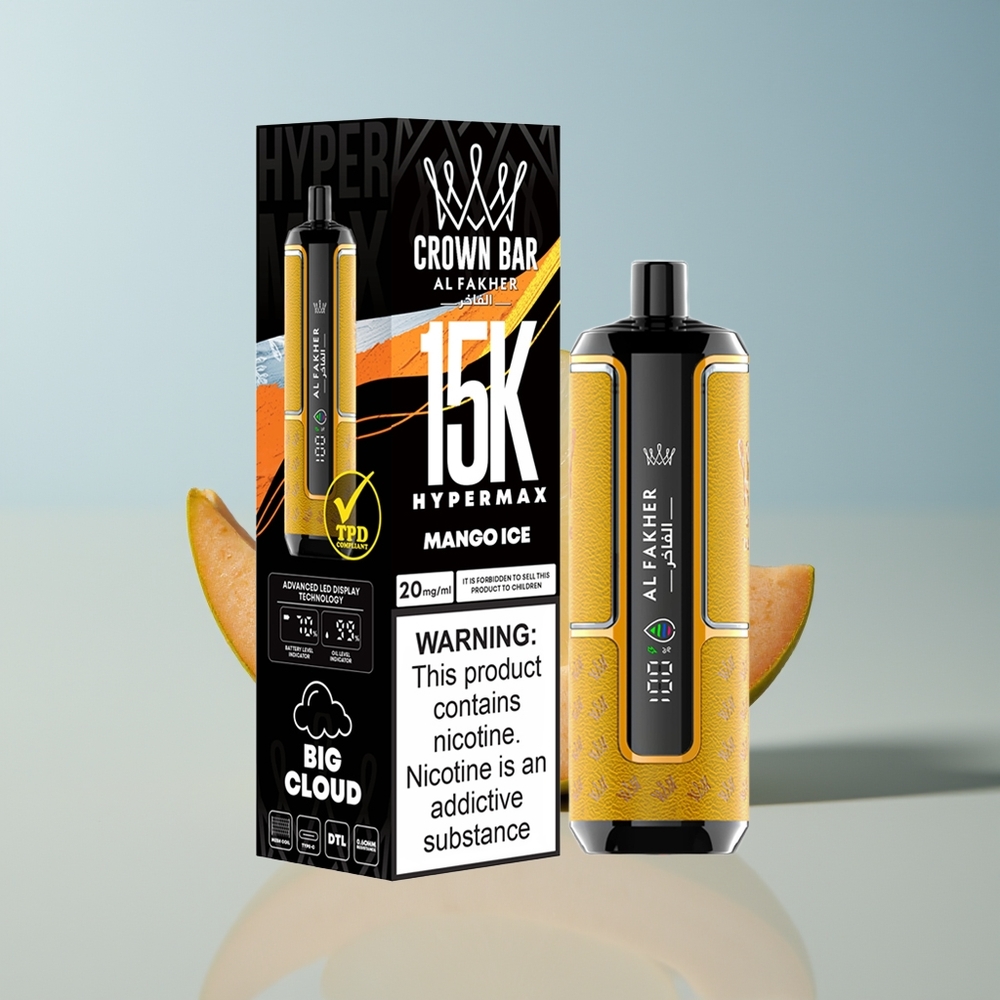 Al Fakher Crown Bar 15K Hypermax Helado de Mango Ligero Compacto