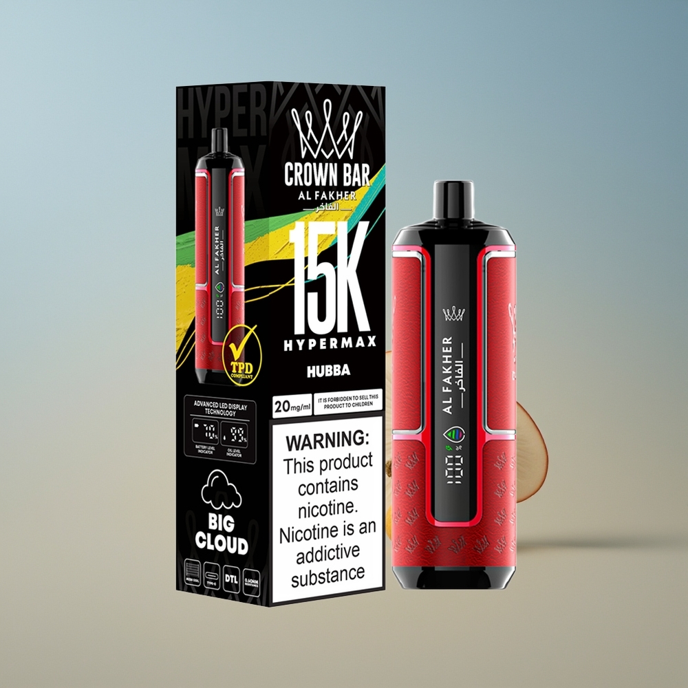 Al Fakher Crown Bar 15K Hypermax Hubba Vape Compacto Ligero