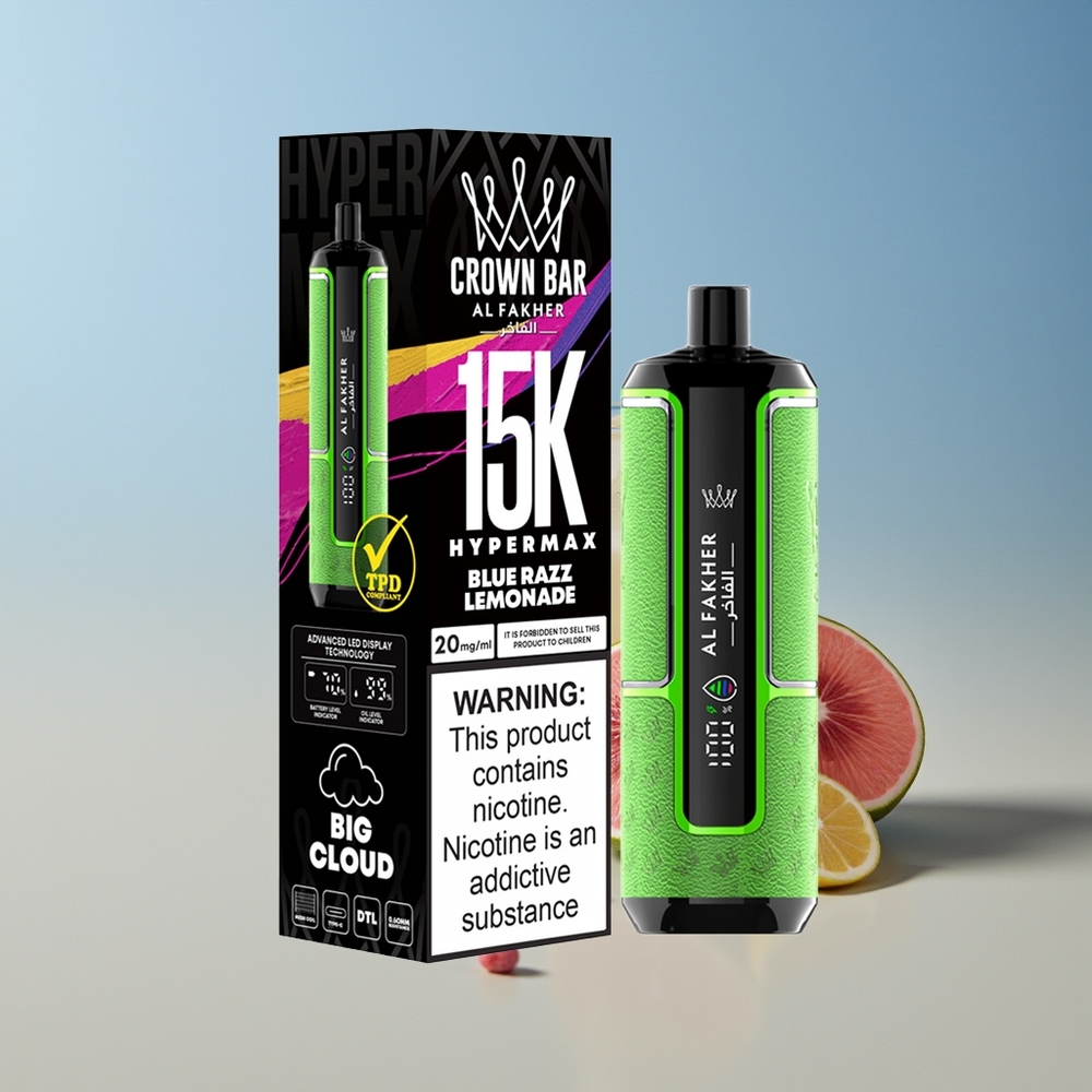 Al Fakher Crown Bar 15K Hypermax Limonada Frambuesa Azul con 22ml