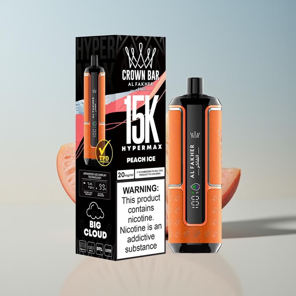Al Fakher Crown Bar 15K Hypermax Melocotón Hielo Ligero