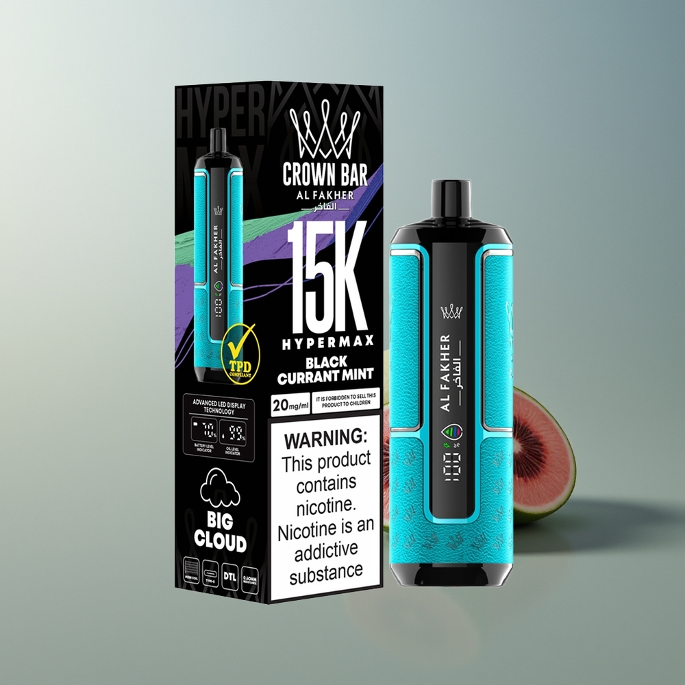 Al Fakher Crown Bar 15K Hypermax Menta Grosella Negra Ligera