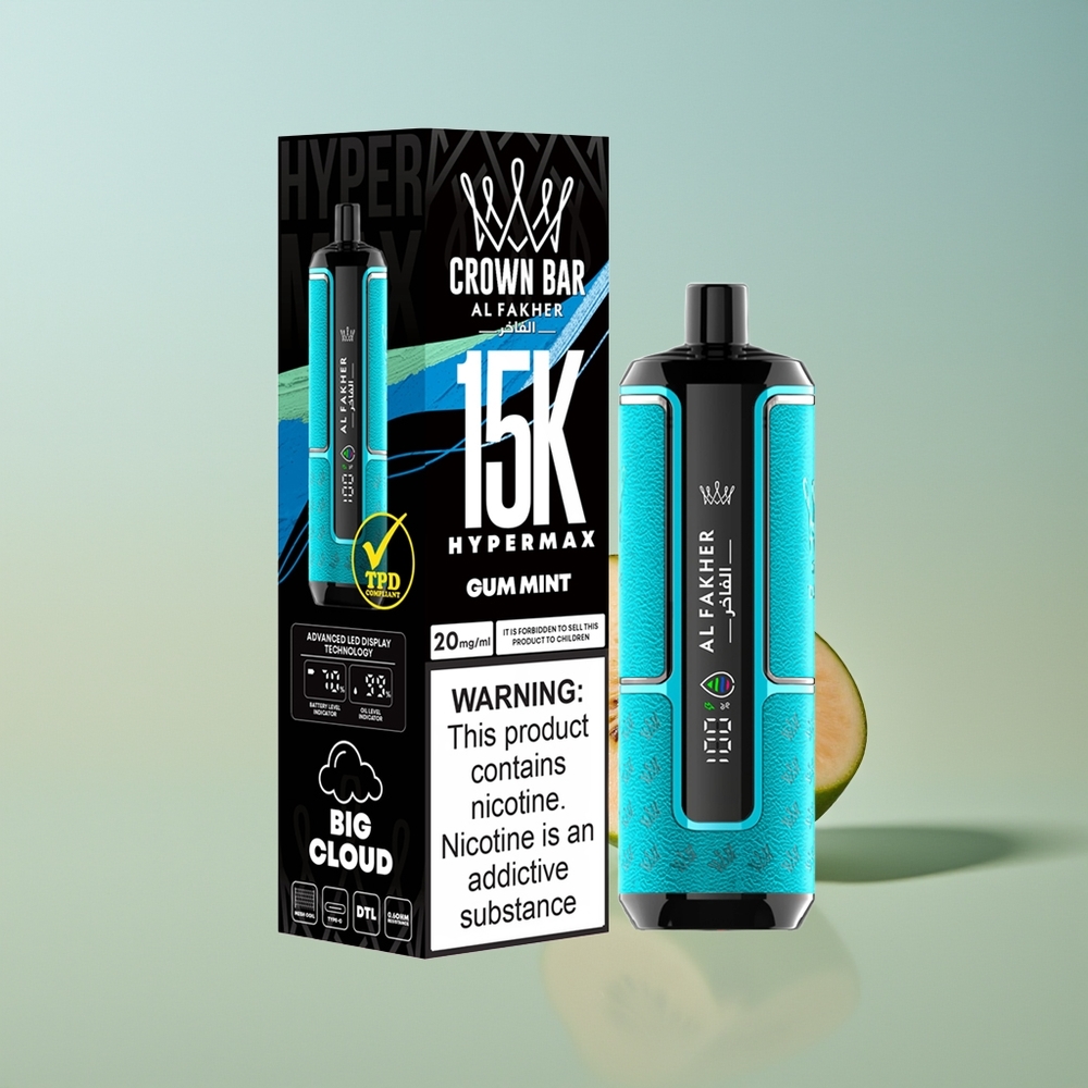 Al Fakher Crown Bar 15K Hypermax Menta de Chicle Compacta Portátil