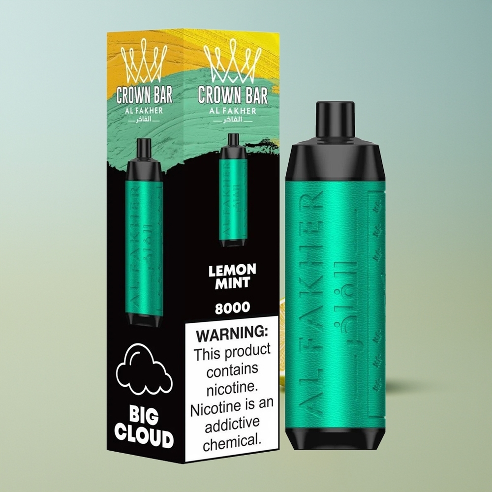 Al Fakher Crown Bar 8000 Crystal Menta Limón Cristal con Resistencia de 0.6 Ohm