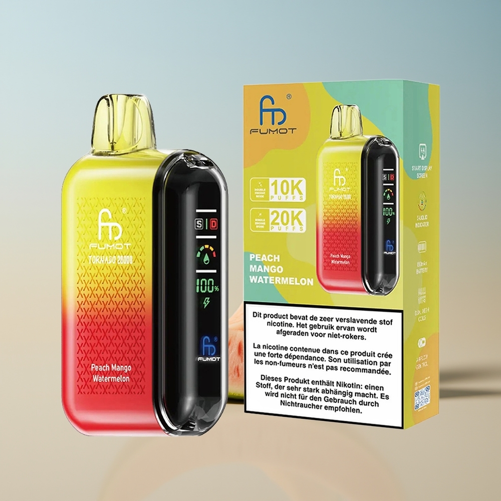 Fumot Tornado 20000 Durazno Mango Sandía con Batería Recargable
