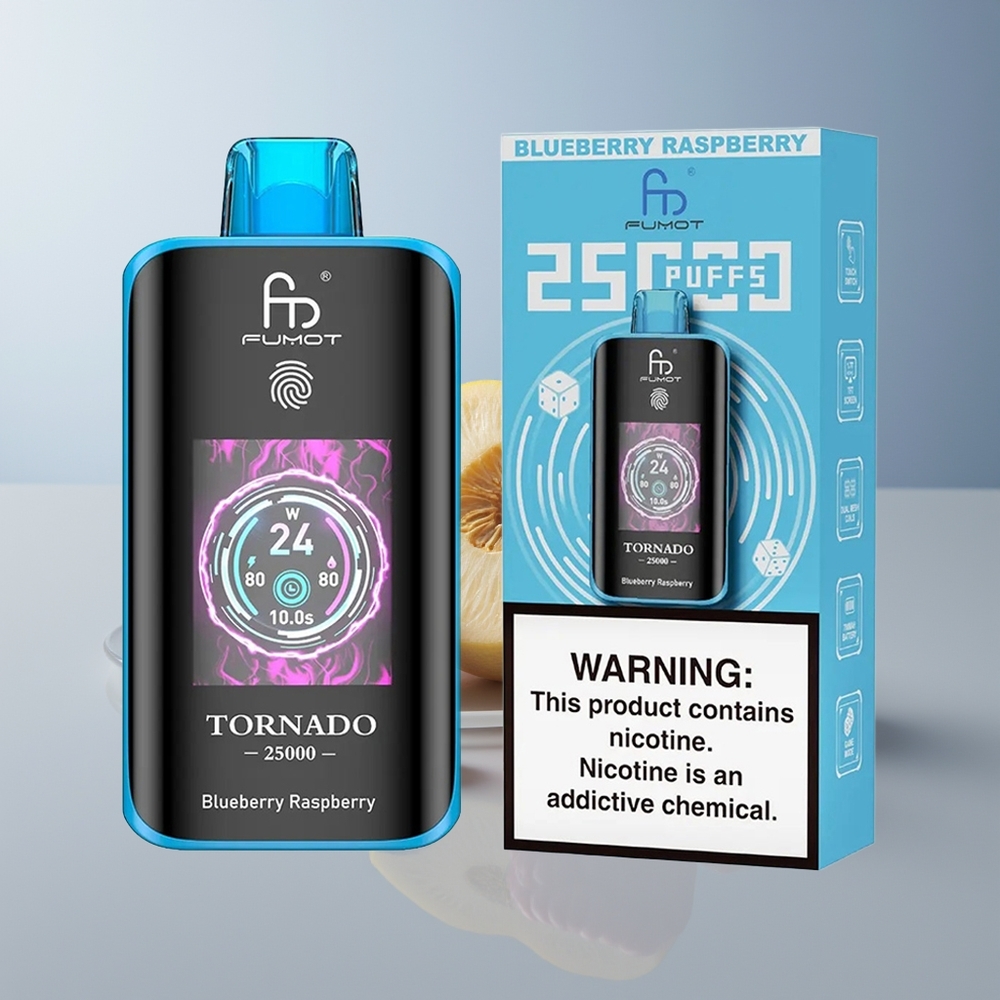 Fumot Tornado 25000 Arándano Frambuesa Pantalla HD