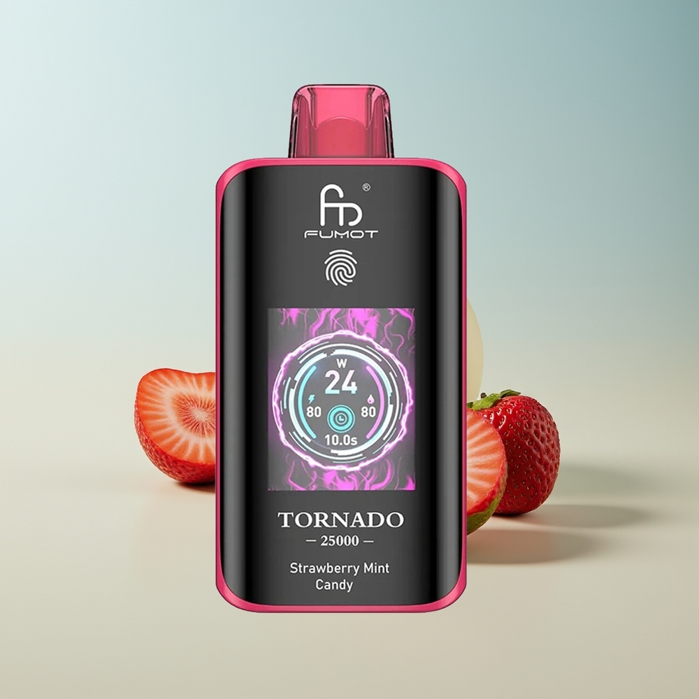 Fumot Tornado 25000 Caramelo de Fresa Menta con Pantalla HD