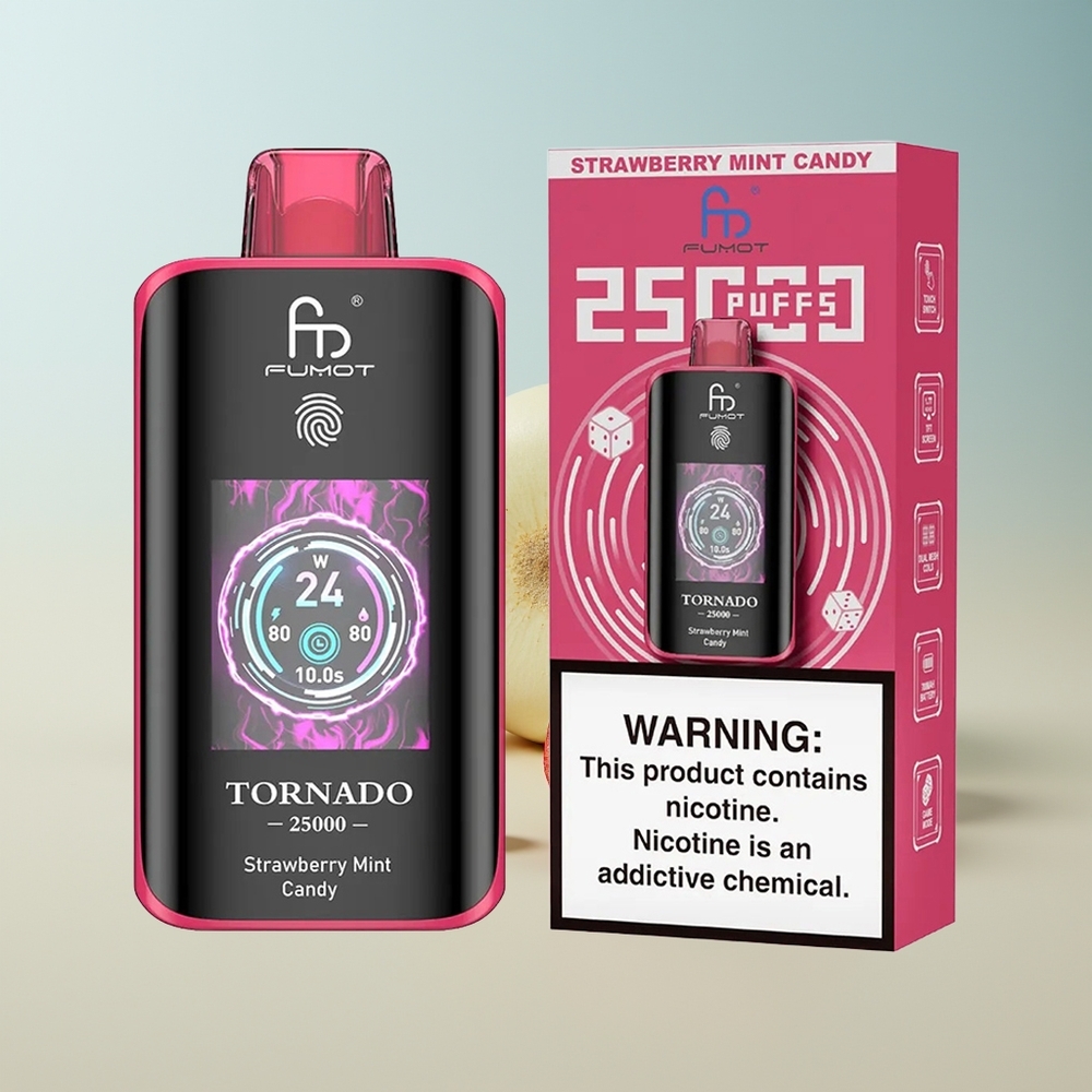 Fumot Tornado 25000 Caramelo de Fresa Menta con Pantalla HD