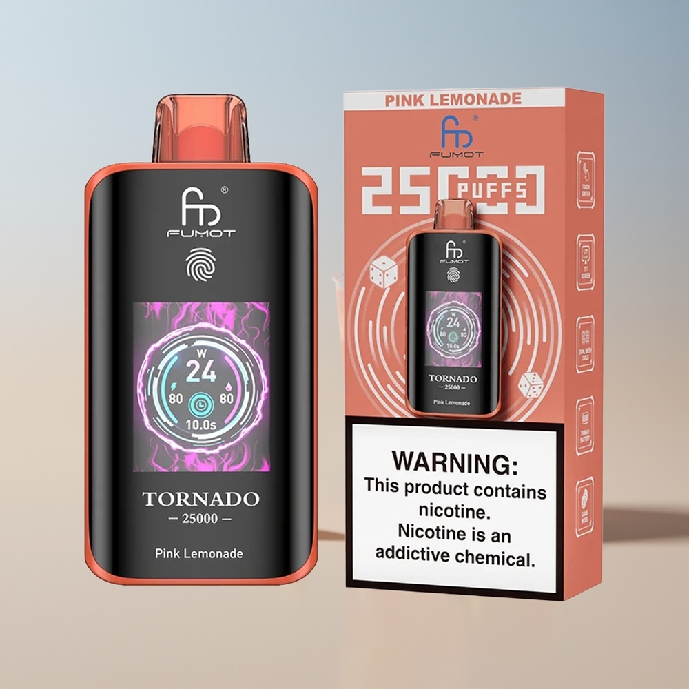 Fumot Tornado 25000 Limónada Rosada con Pantalla HD