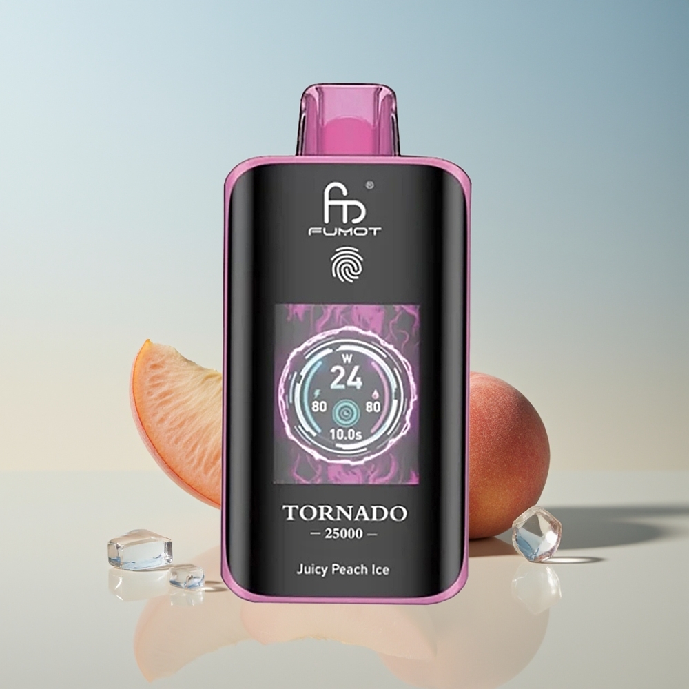 Fumot Tornado 25000 Melocotón Jugoso Hielo Pantalla HD