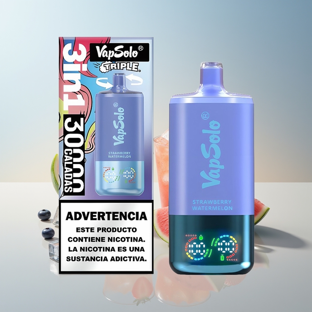 Vapsolo Triple 30000 Fresa Sandía y Arándano Hielo con 40ml