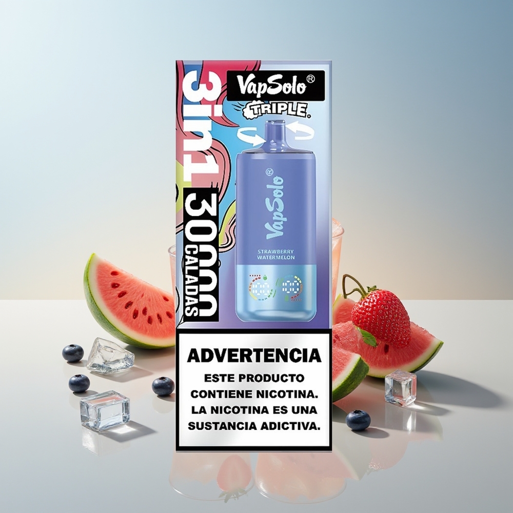 Vapsolo Triple 30000 Fresa Sandía y Arándano Hielo con 40ml